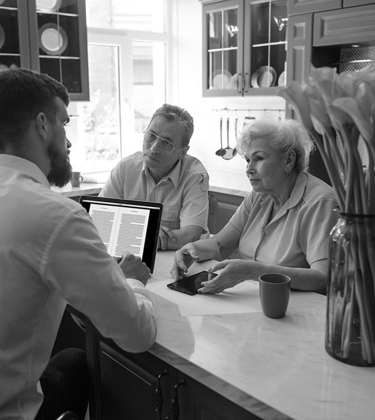 Senior couple with advisor Senior couple with advisor